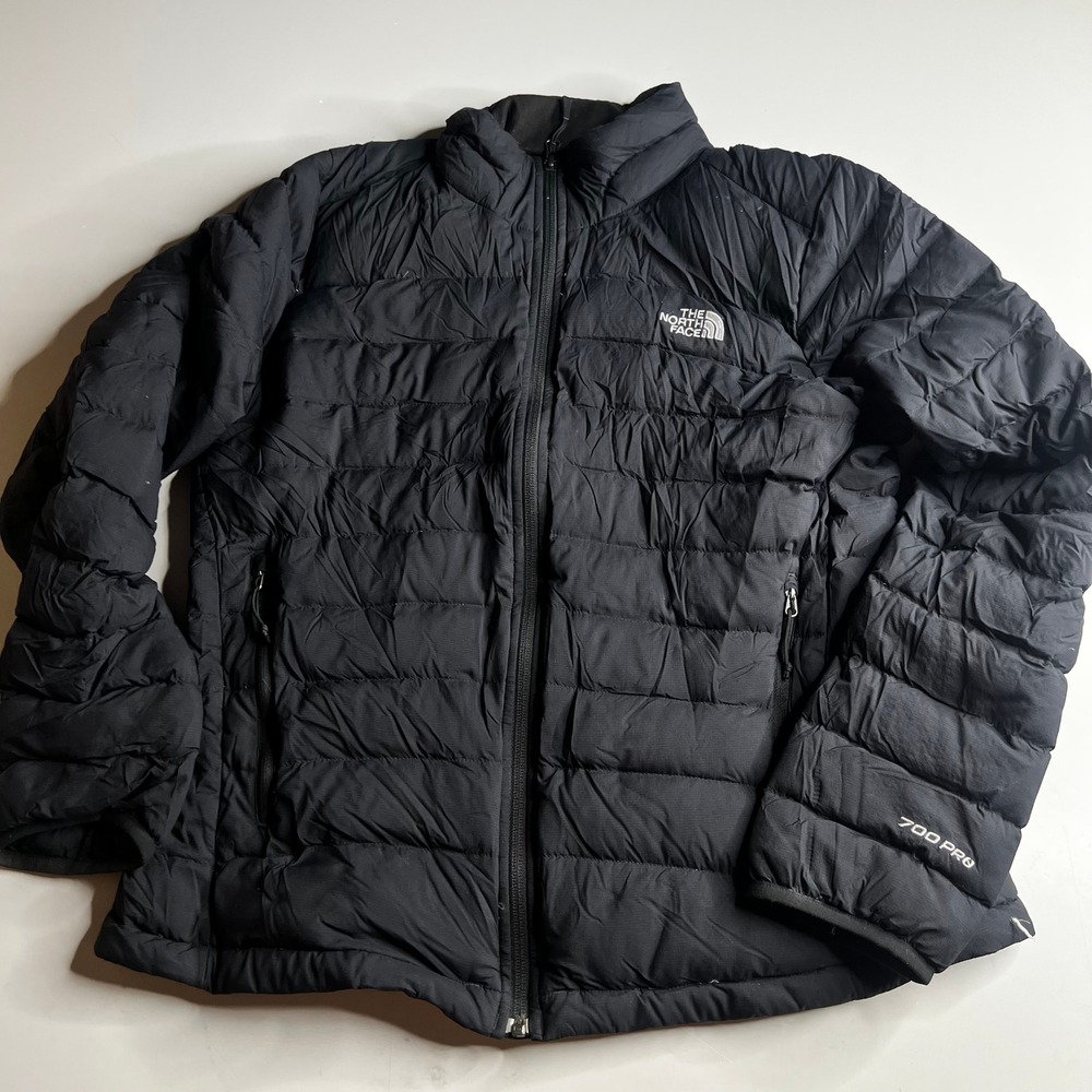 The North Face 700 Pro Down Puffer Jacket Womens Large Black Full Zip Quilted